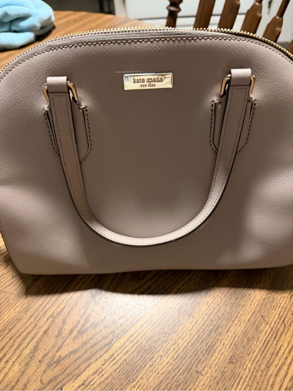 kate spade Taupe Dome Satchel with Gold Hardware